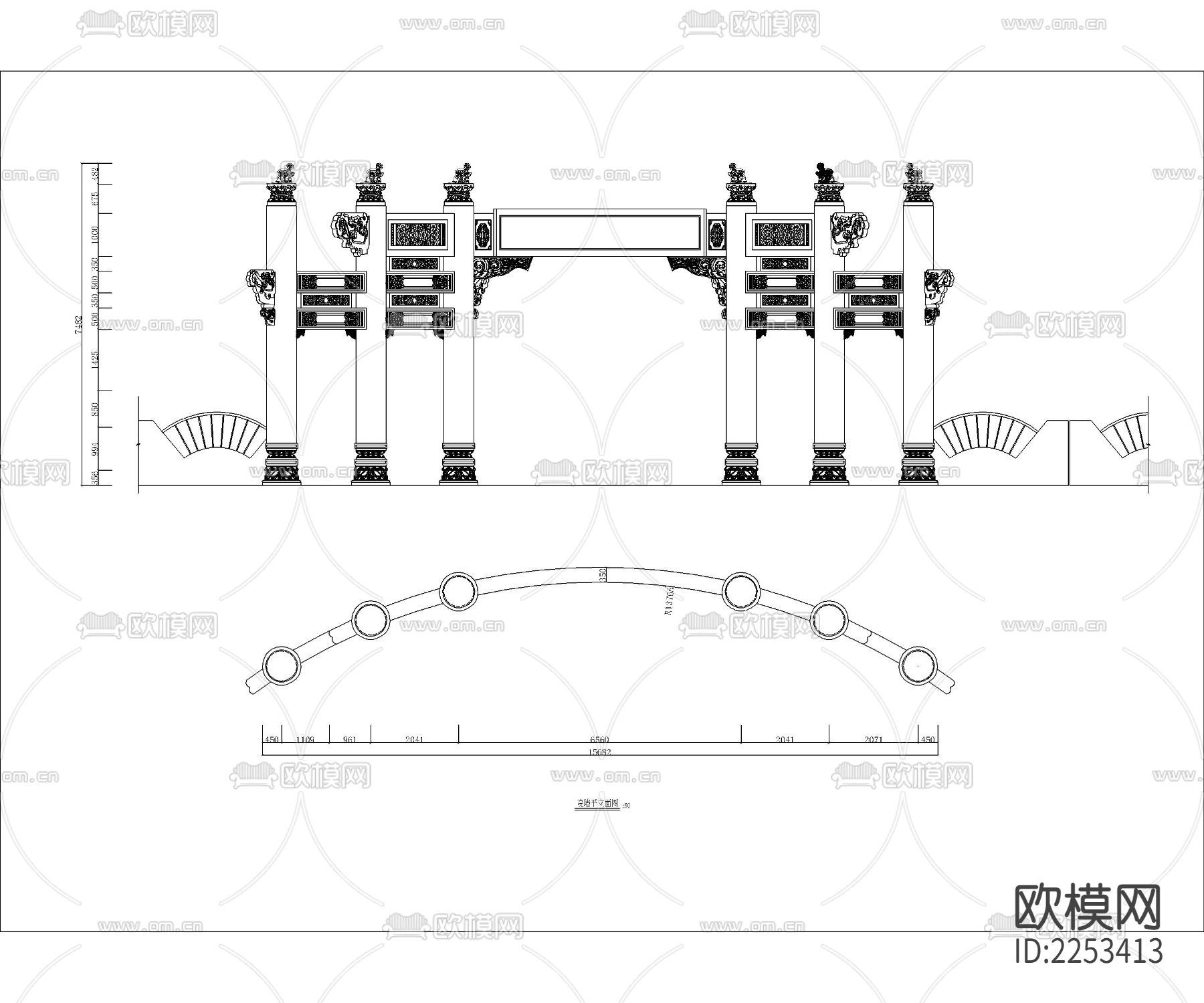 2022超全牌楼建筑cad图库下载（渲染图6）