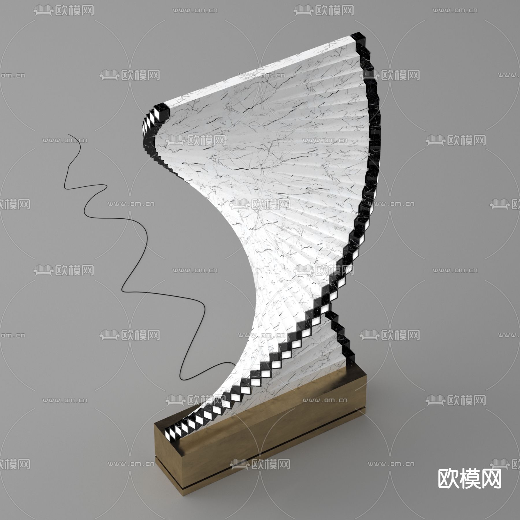 现代螺旋结构落地灯免费3d模型下载（渲染图4）