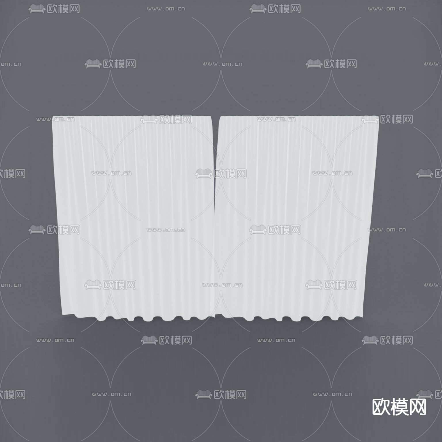 现代简约白色纱帘免费3d模型下载