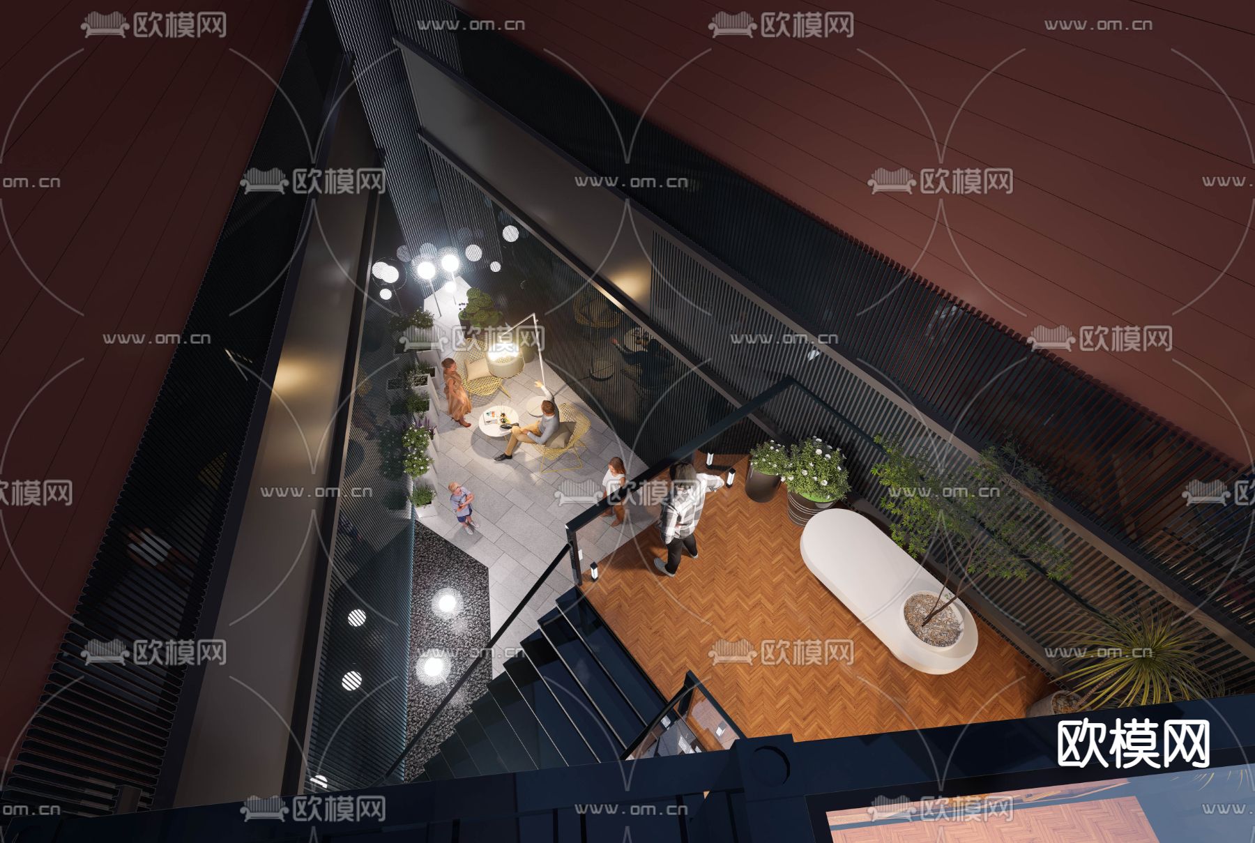 现代商业街su模型下载（渲染图4）