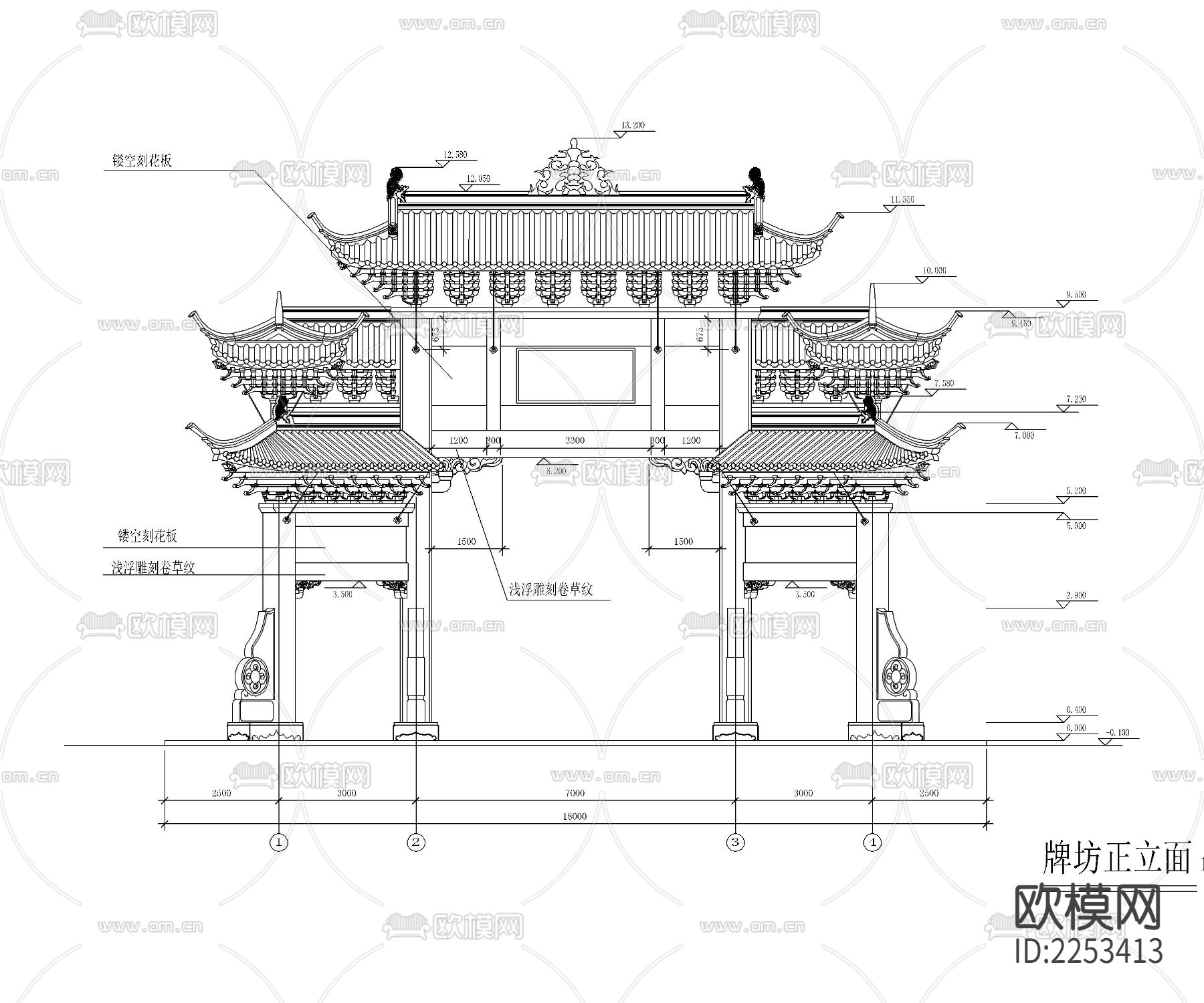 2022超全牌楼建筑cad图库下载（渲染图10）