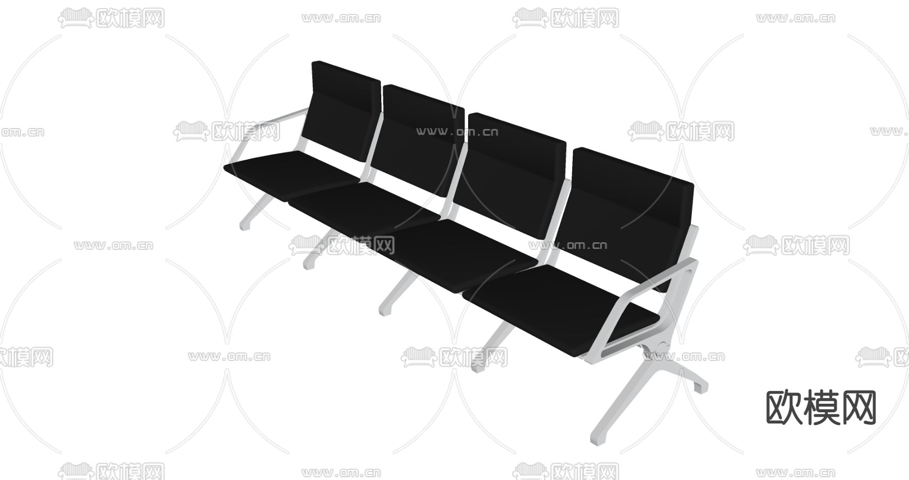 现代黑色公共连排椅su模型下载（渲染图2）