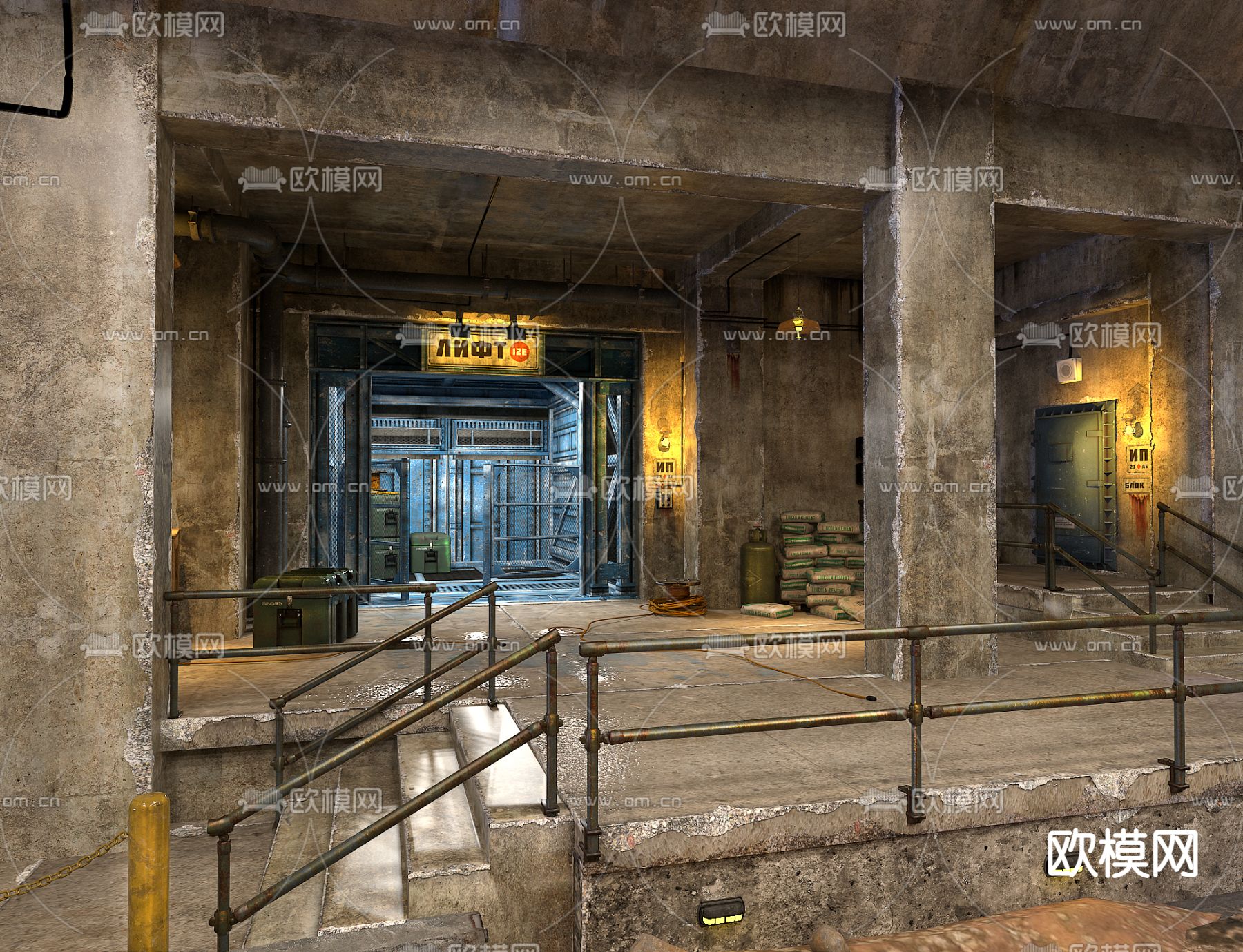 工业风地下建筑施工工地3d模型下载（渲染图3）