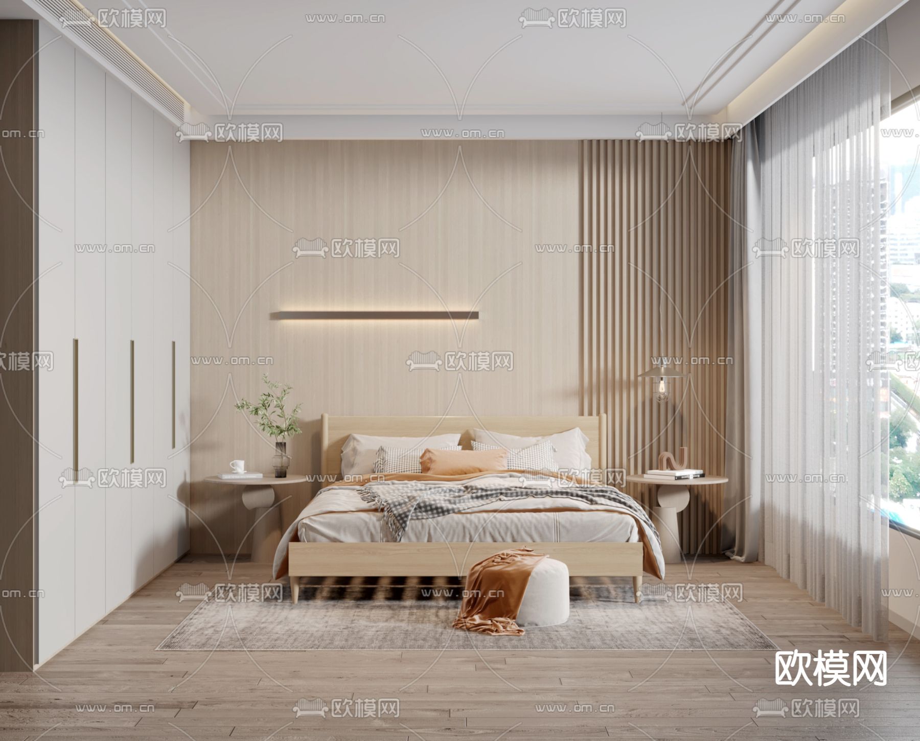 日式卧室主人房3d模型下载（渲染图1）