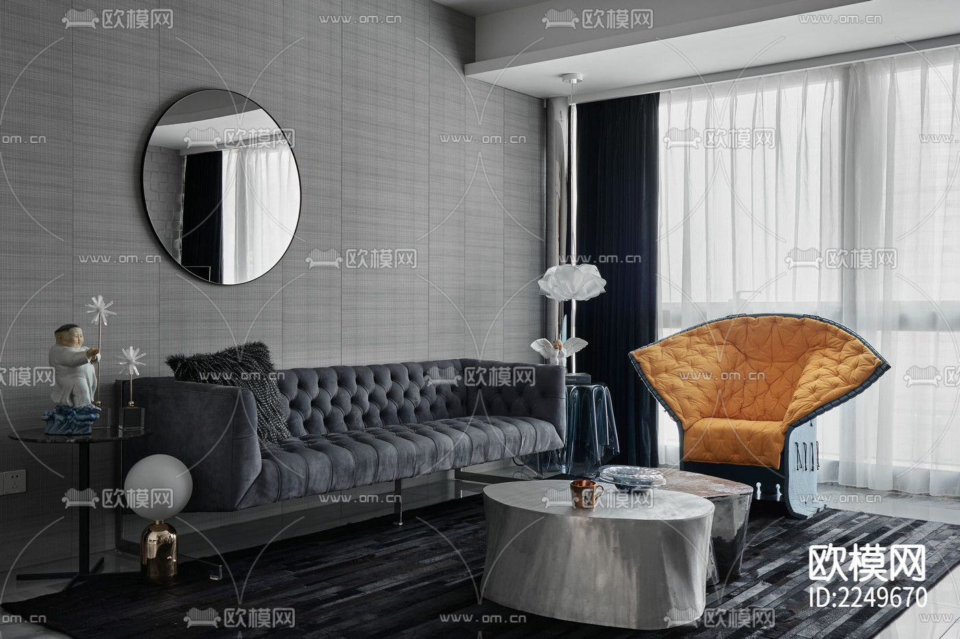 200㎡大平层家装cad施工图下载（渲染图4）