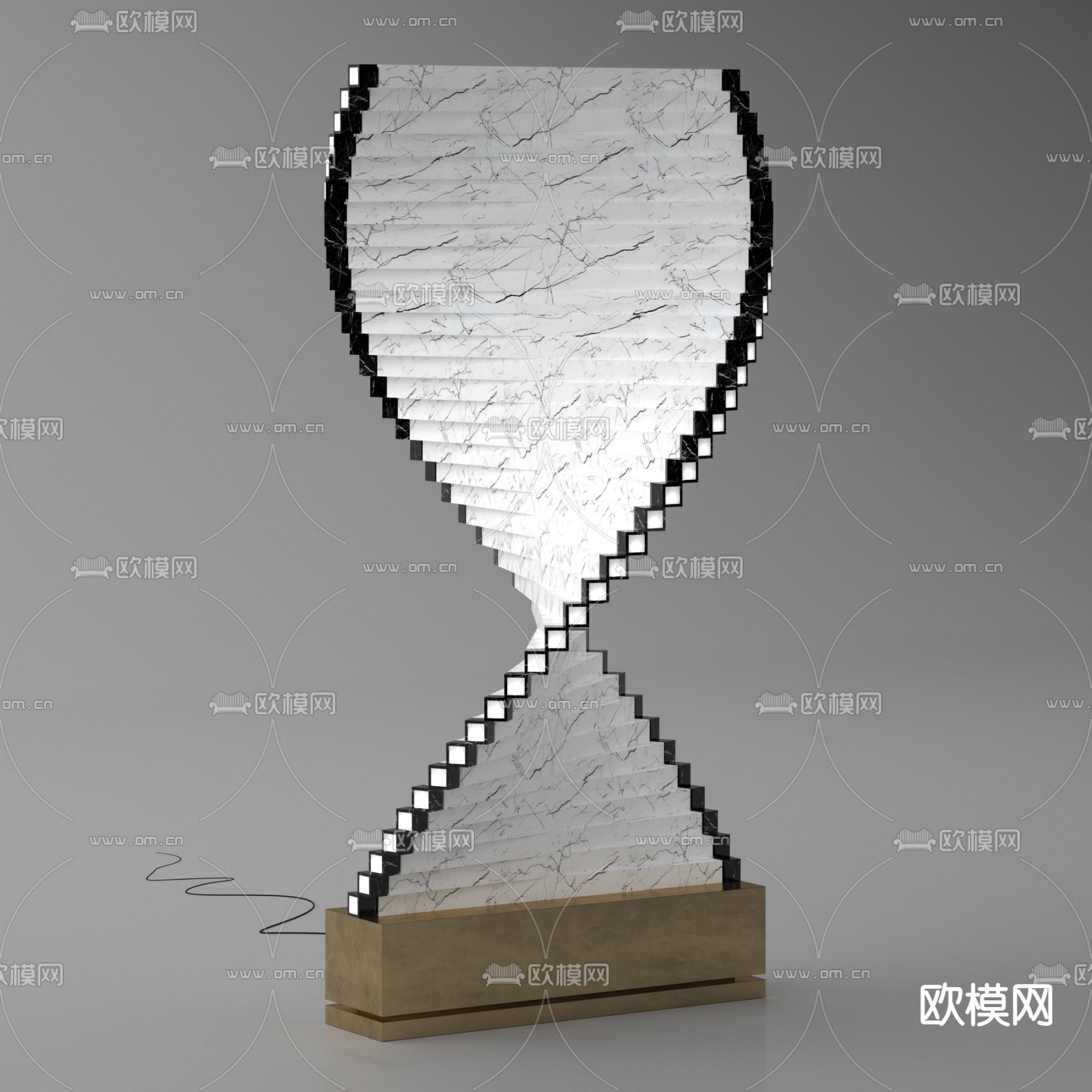 现代螺旋结构落地灯免费3d模型下载（渲染图2）