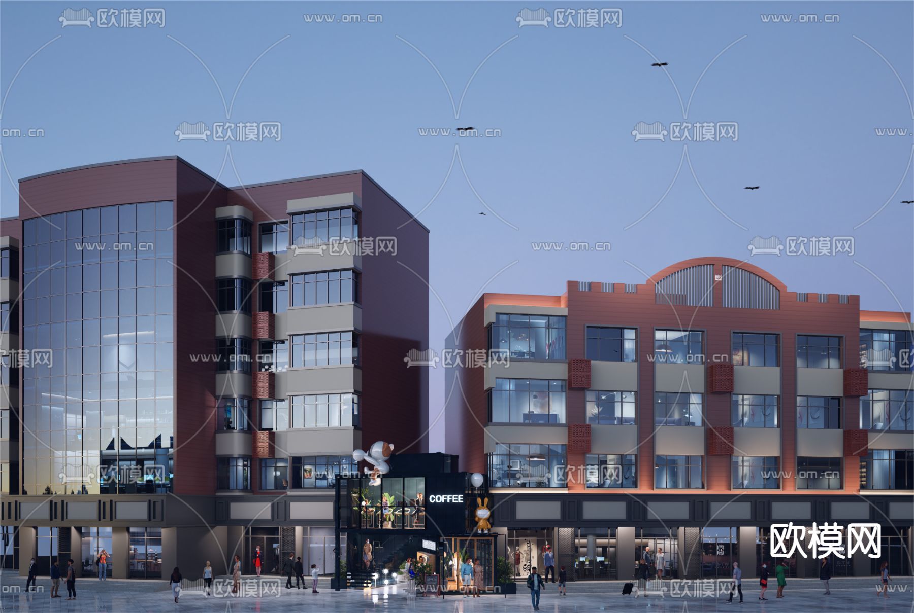 现代商业街su模型下载（渲染图6）