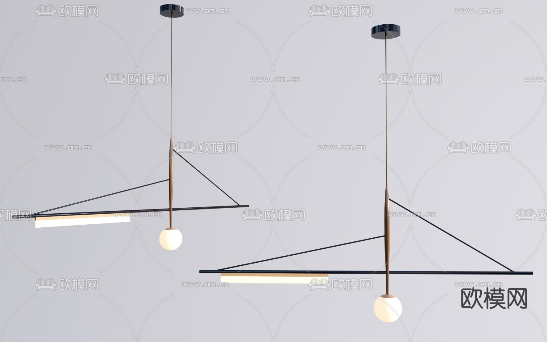 现代轻奢吊灯su模型下载（渲染图1）