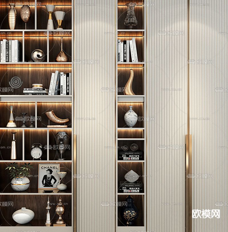 现代轻奢装饰柜3d模型下载