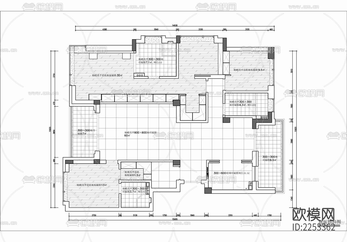180㎡家装大平层cad施工图下载（渲染图2）