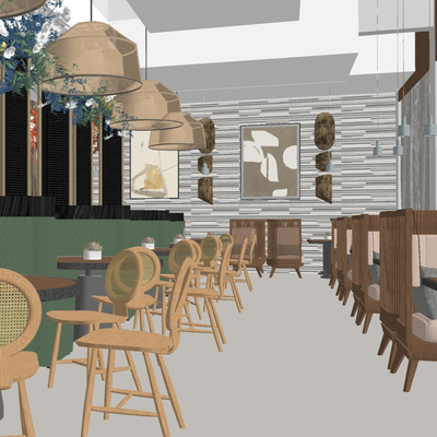  东南亚西餐厅su模型 