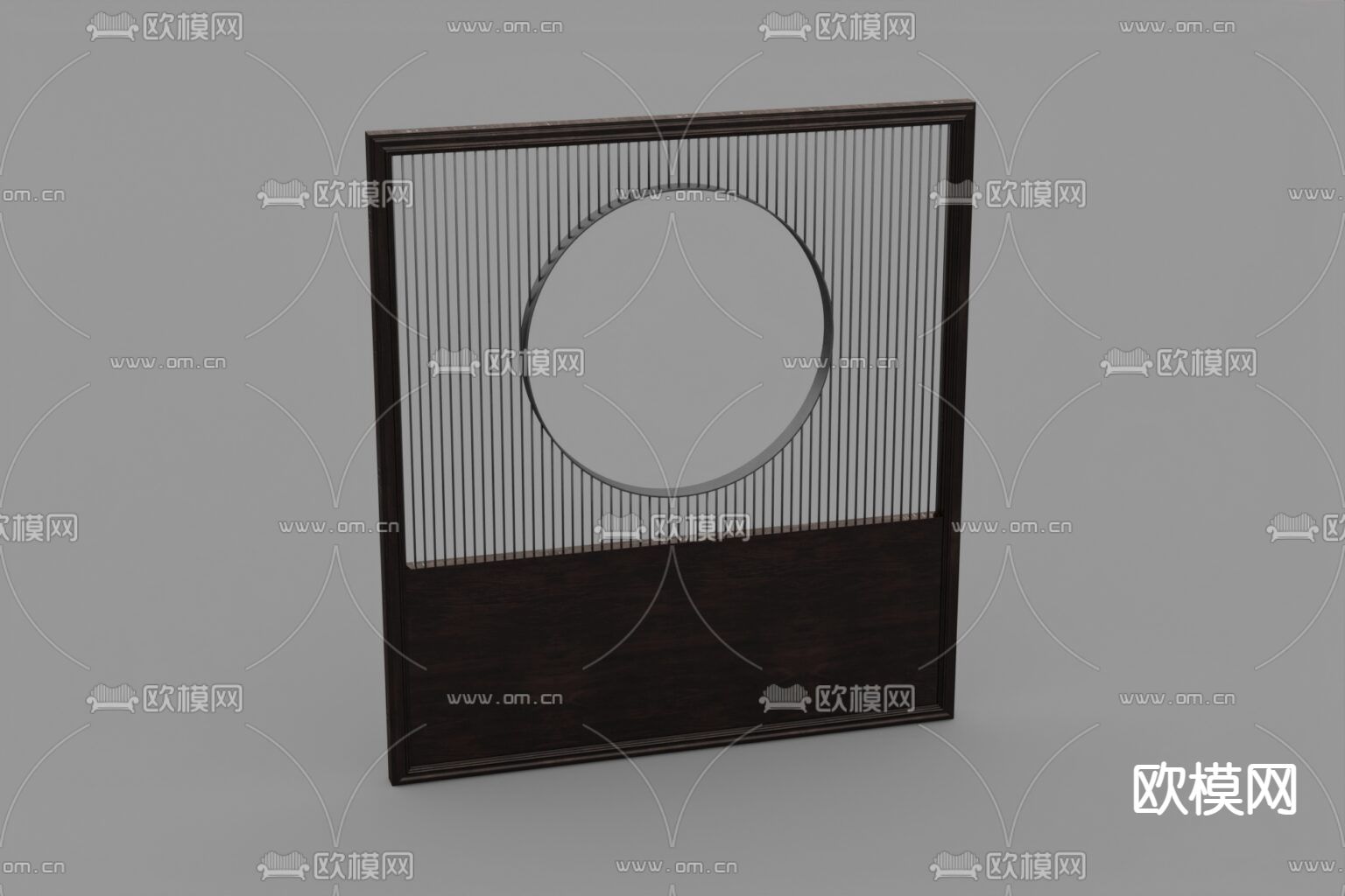 新中式简约实木屏风隔断免费3d模型下载