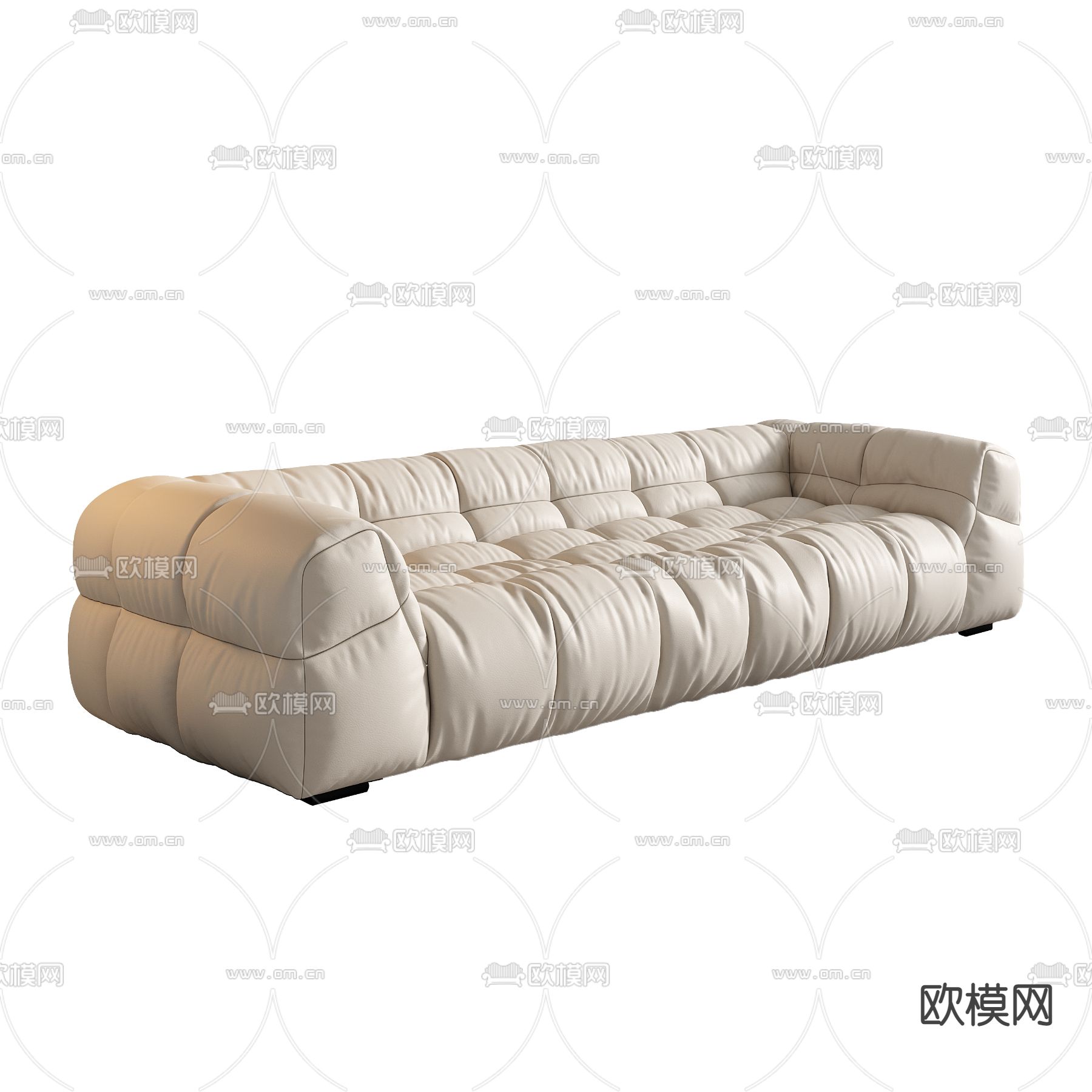 BOBA 奶油风软体多人沙发3d模型下载（渲染图1）