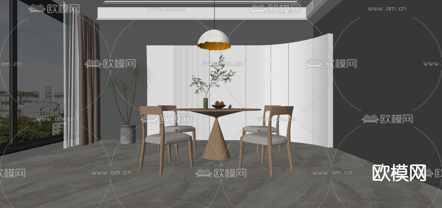 现代餐厅su模型下载_ID12085128_sketchup模型下载-欧模网