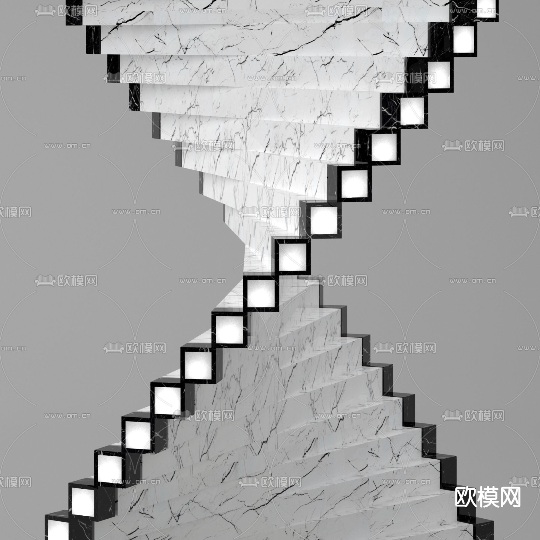 现代螺旋结构落地灯免费3d模型下载（渲染图3）