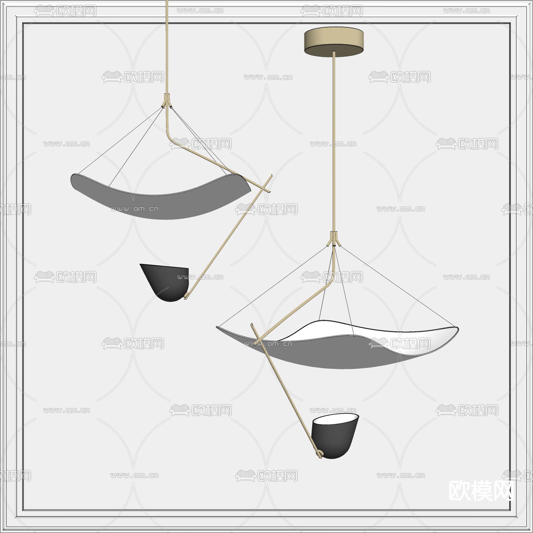 现代轻奢吊灯su模型下载（渲染图2）