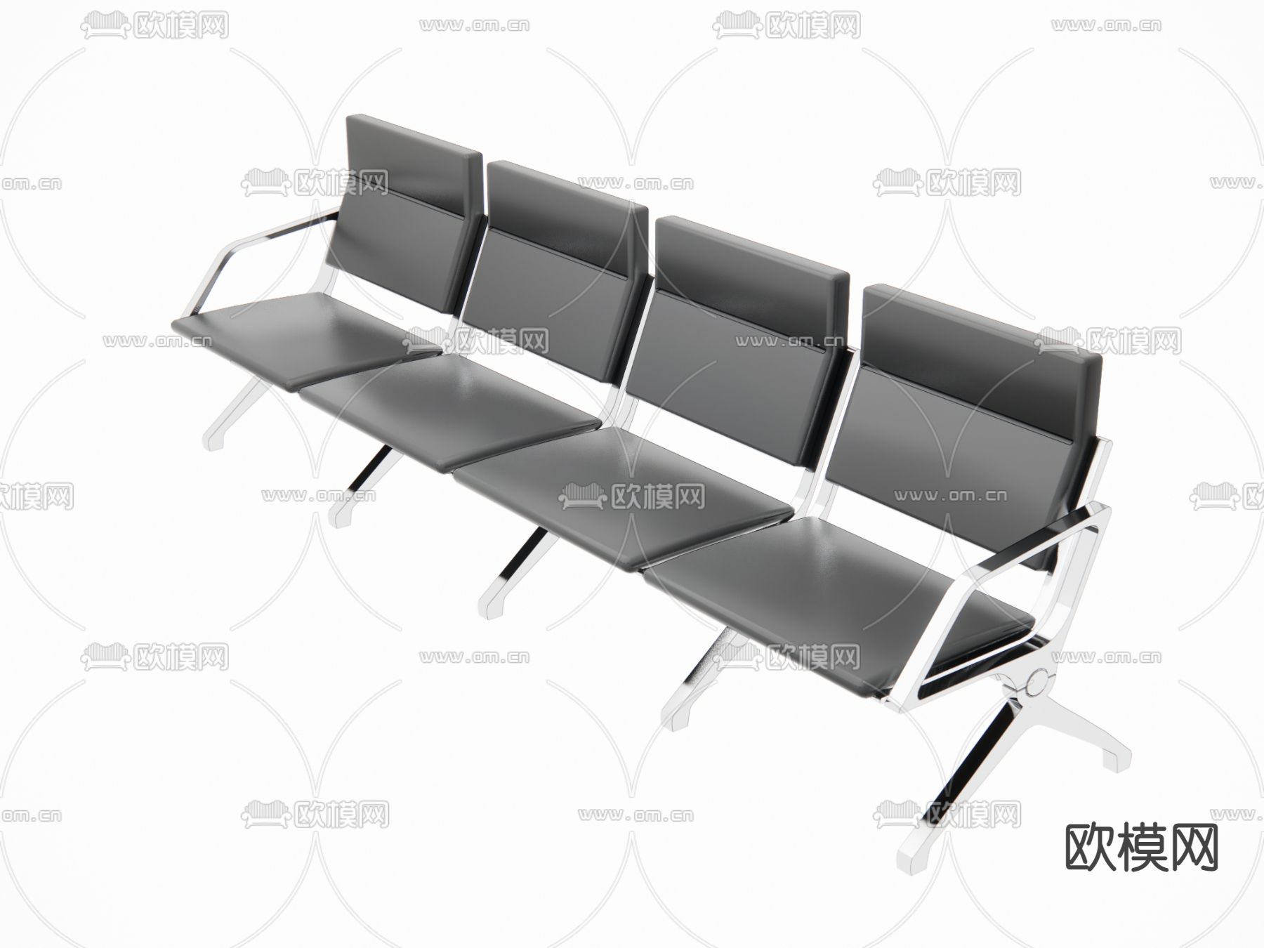 现代黑色公共连排椅su模型下载（渲染图1）