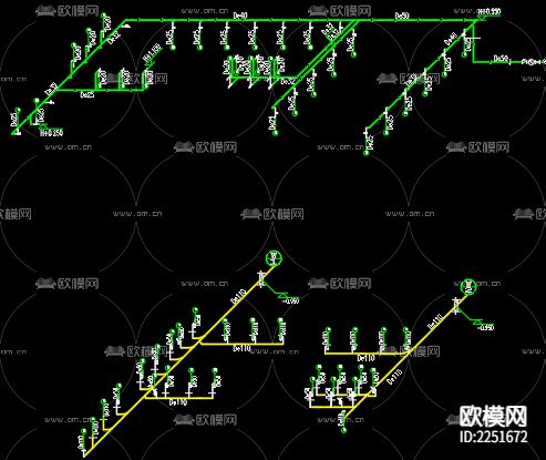 农民集中居住区给排水cad施工图下载（渲染图4）