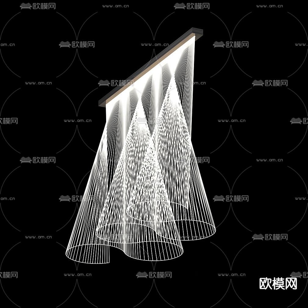 现代金属曲线水晶灯免费3d模型下载