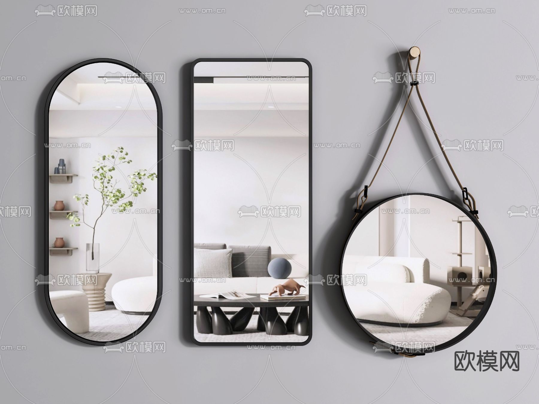 现代镜子全身镜卫浴镜3d模型下载