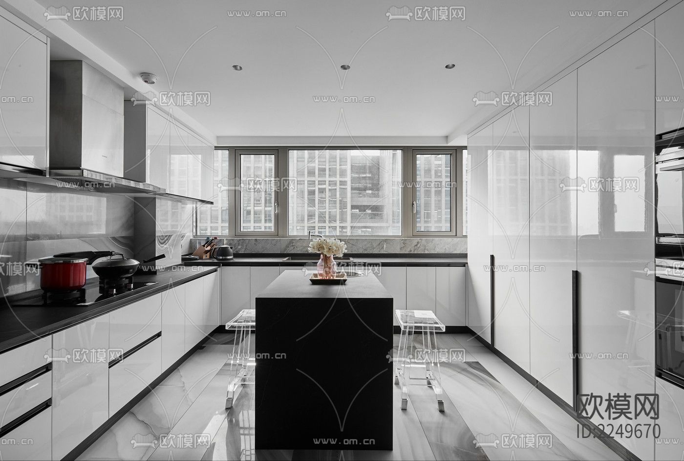 200㎡大平层家装cad施工图下载（渲染图2）