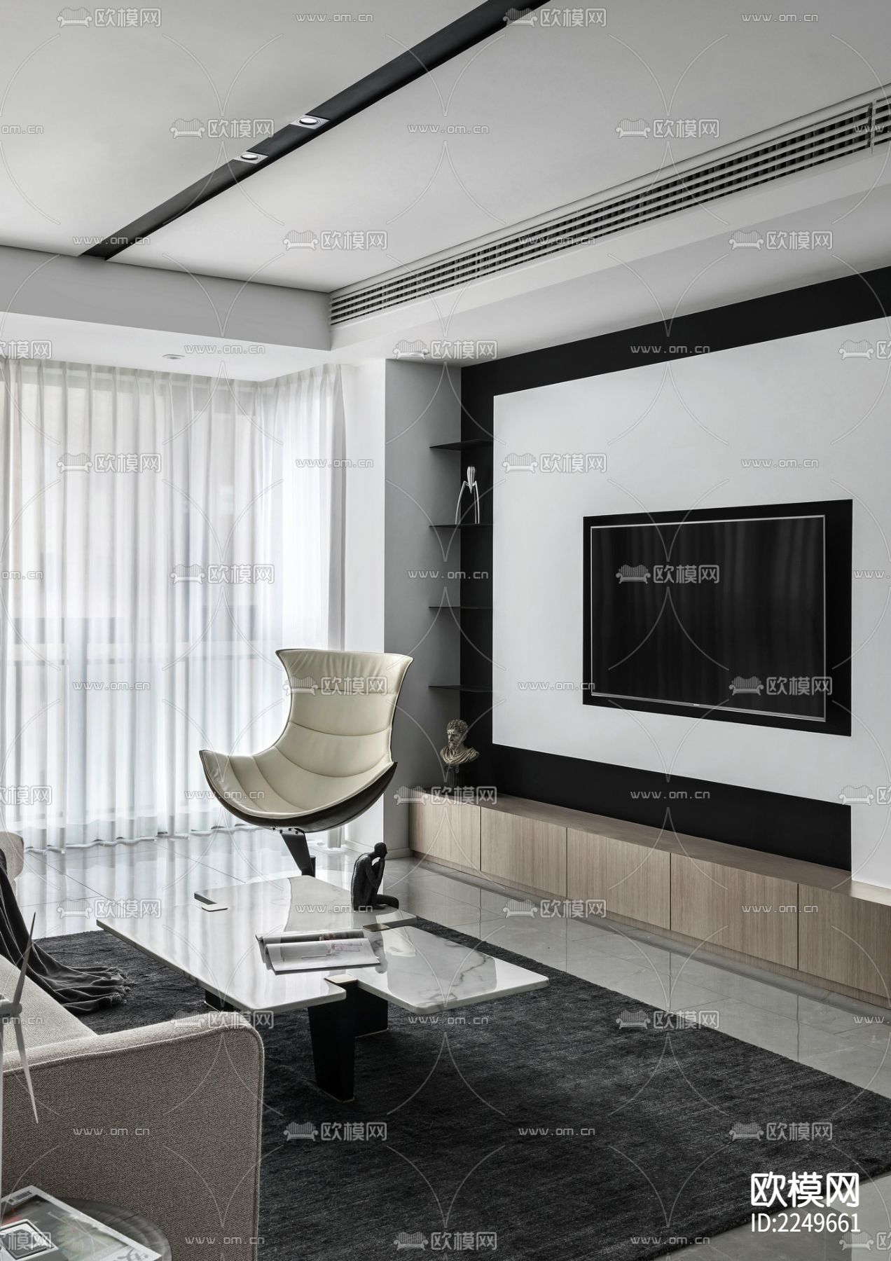 130㎡家装cad施工图下载（渲染图3）