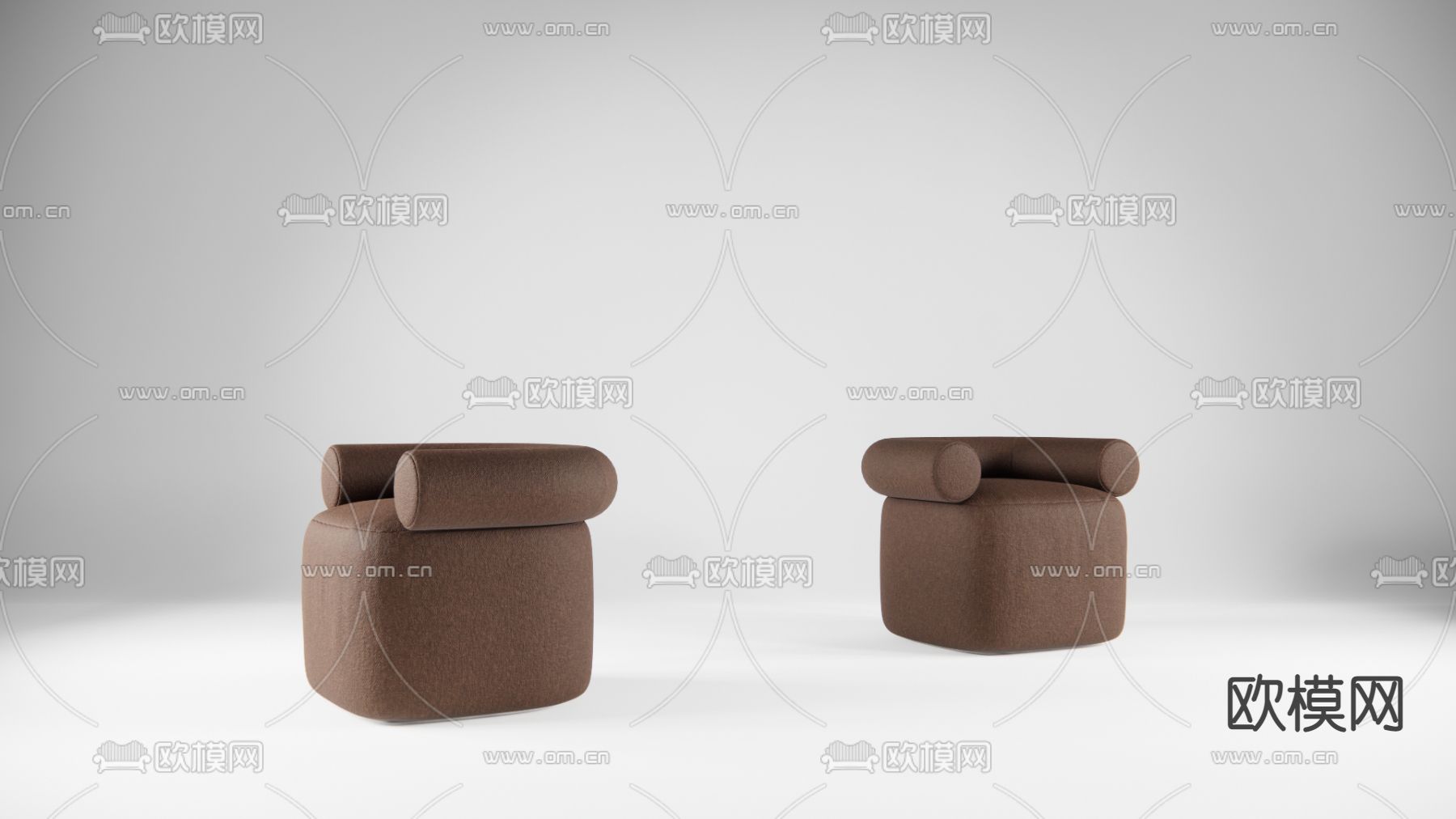 现代棕色沙发凳子su模型下载（渲染图1）