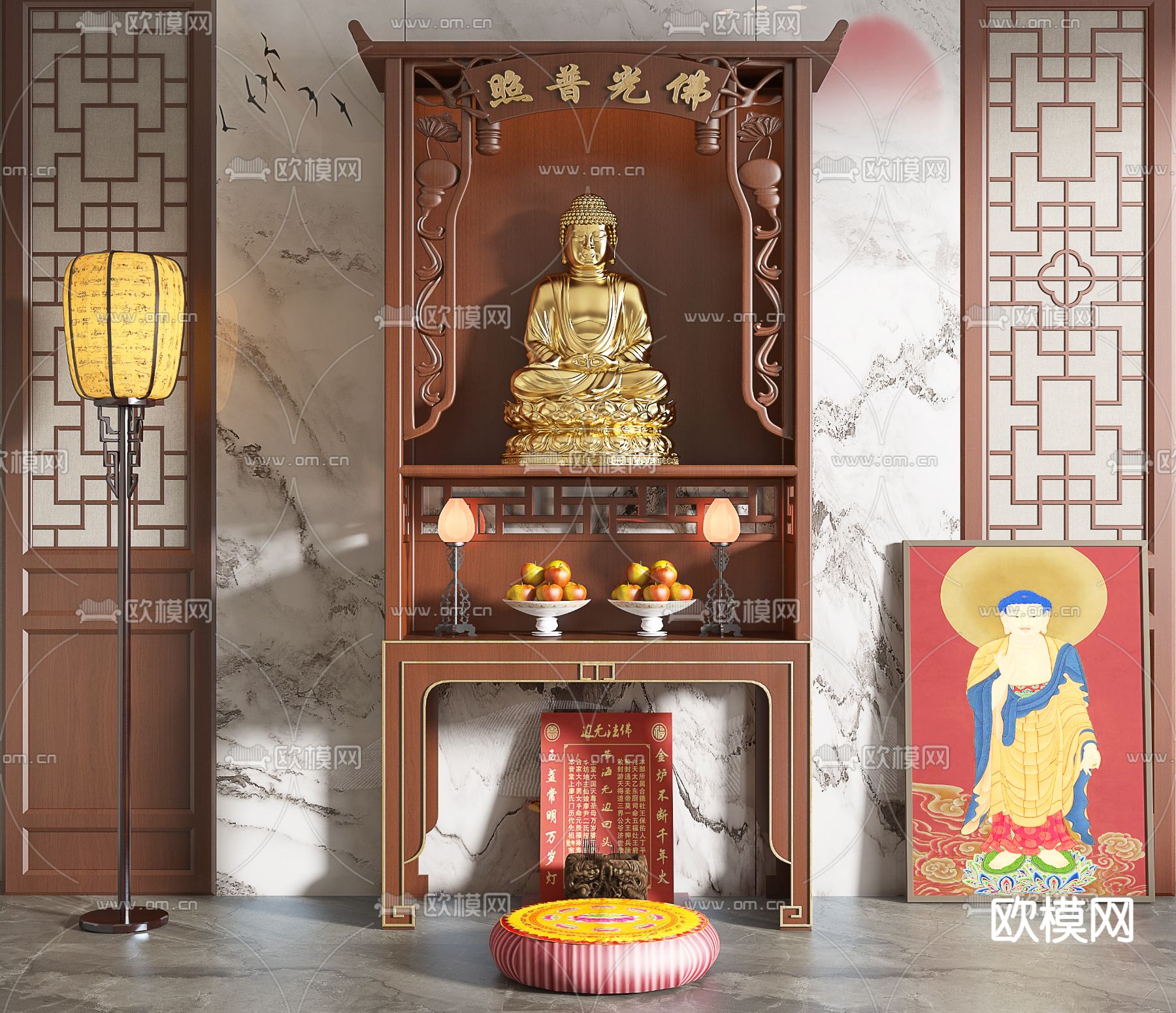 新中式佛龛神龛3d模型下载_ID12003885_3dmax免费模型-欧模网