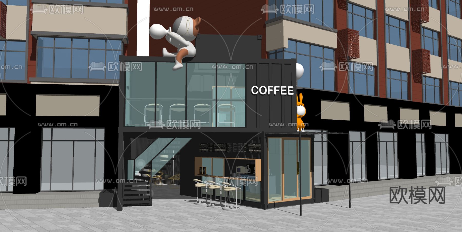 现代商业街su模型下载（渲染图5）