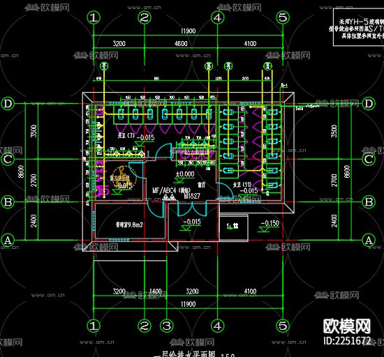 农民集中居住区给排水cad施工图下载（渲染图3）
