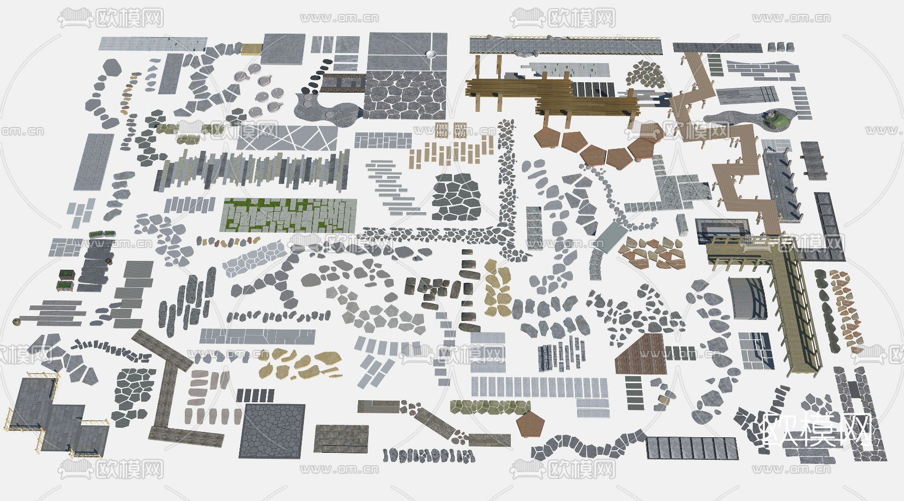 现代汀步铺路小品3d模型下载
