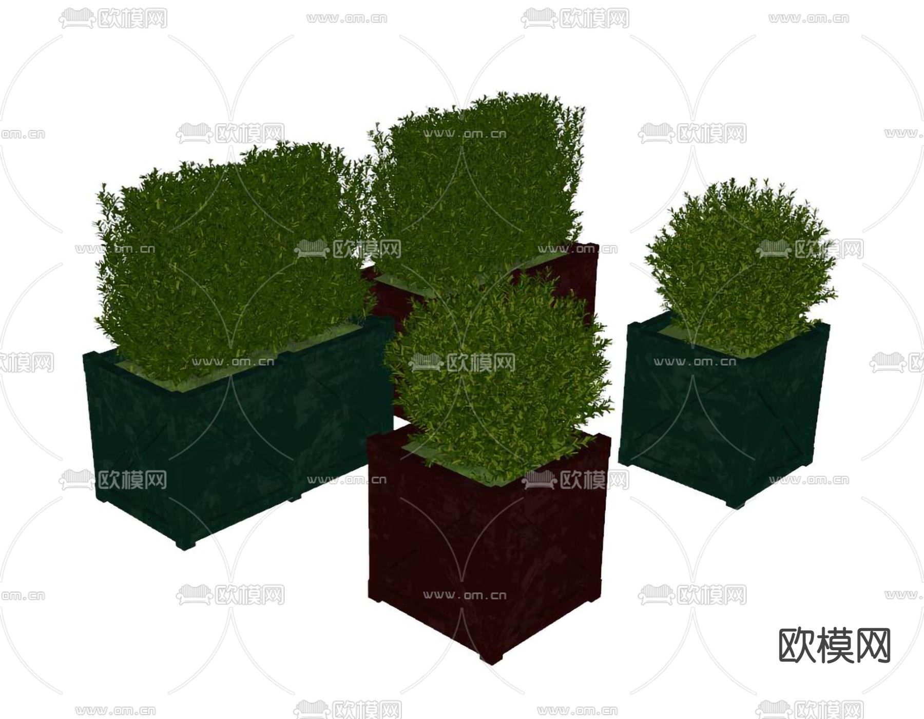 工业风绿植灌木花箱su模型下载（渲染图2）