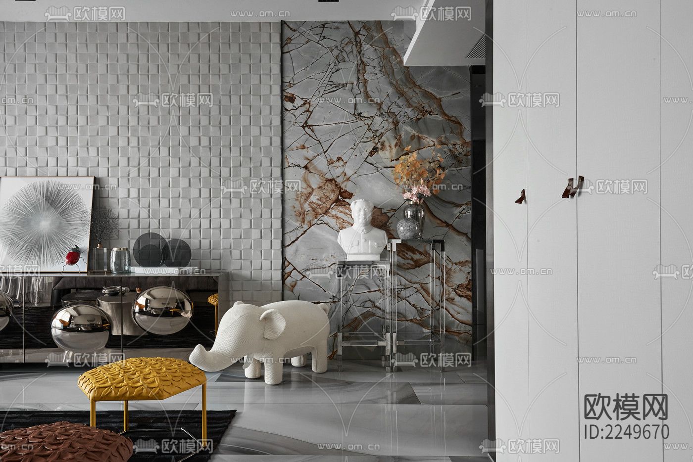 200㎡大平层家装cad施工图下载（渲染图5）