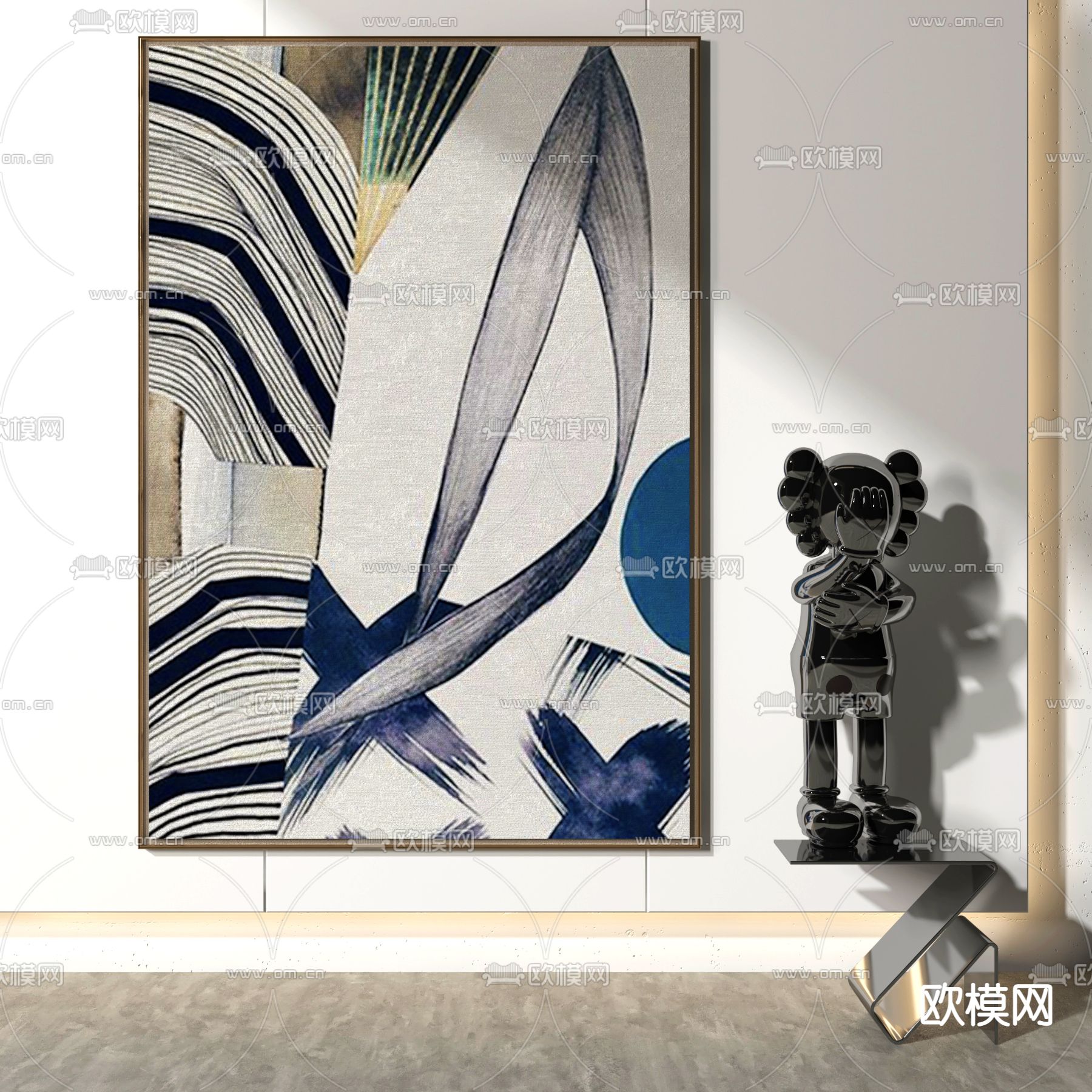 现代抽象装饰画3d模型下载_ID12084819_3dmax免费模型-欧模网
