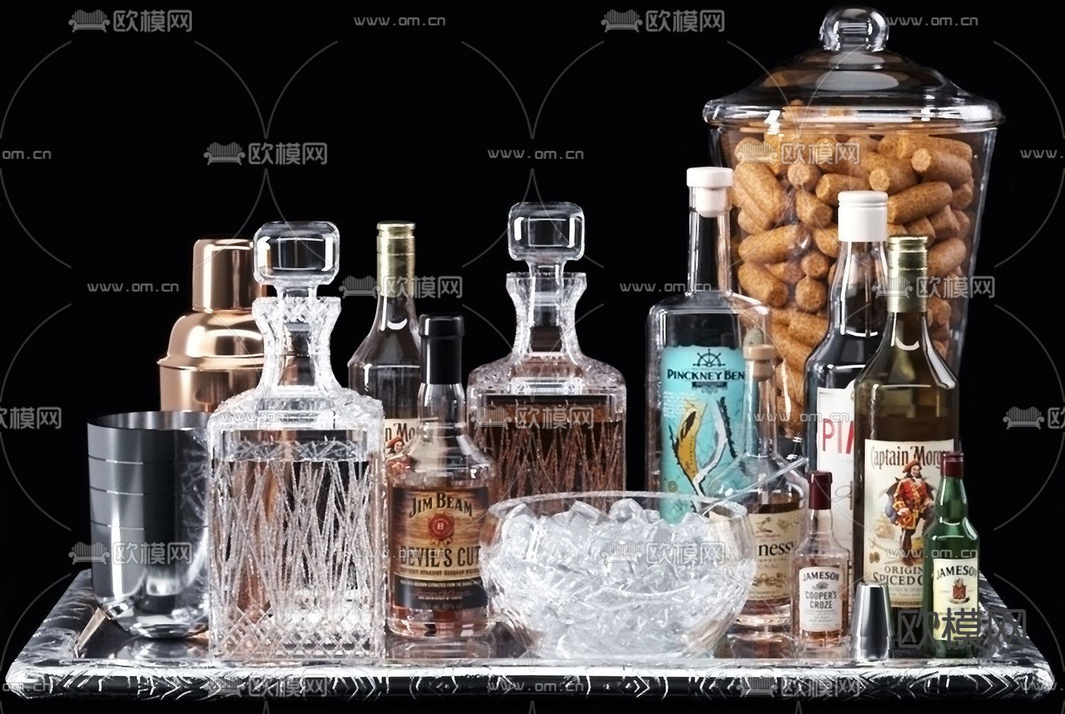 酒水酒杯冰块冰水3d模型下载