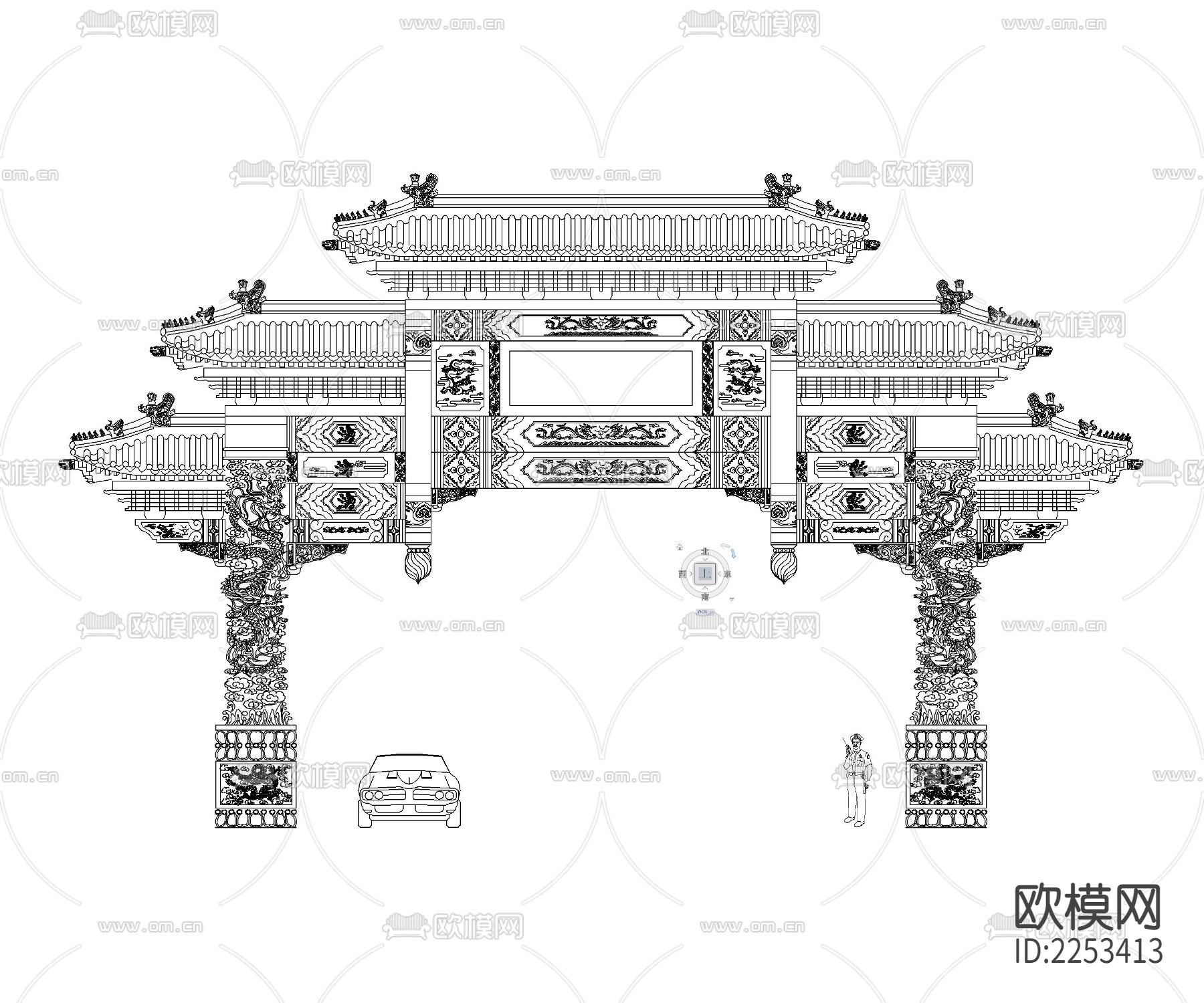 2022超全牌楼建筑cad图库下载（渲染图9）
