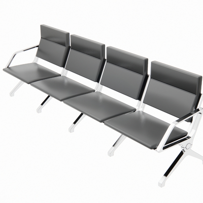  现代黑色公共连排椅su模型 