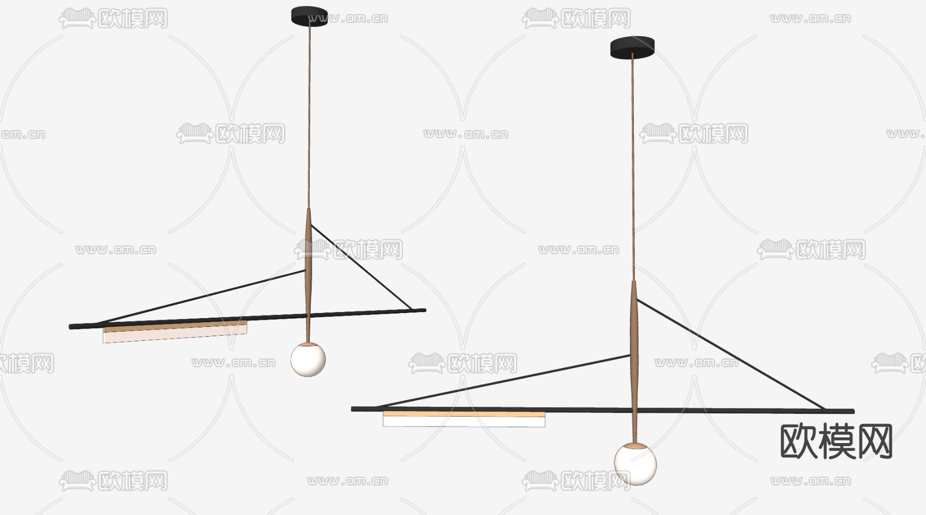 现代轻奢吊灯su模型下载（渲染图2）