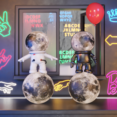  现代赛博朋克宇航员潮玩su模型 