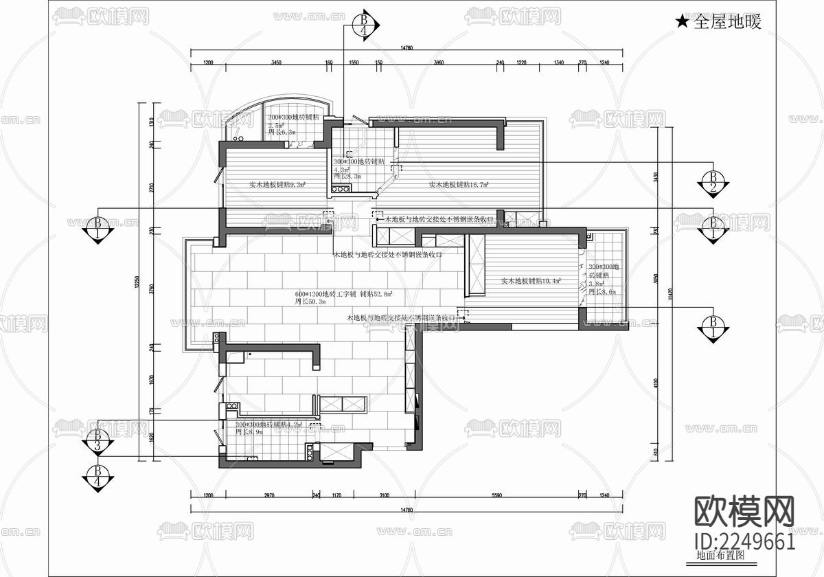 130㎡家装cad施工图下载（渲染图8）