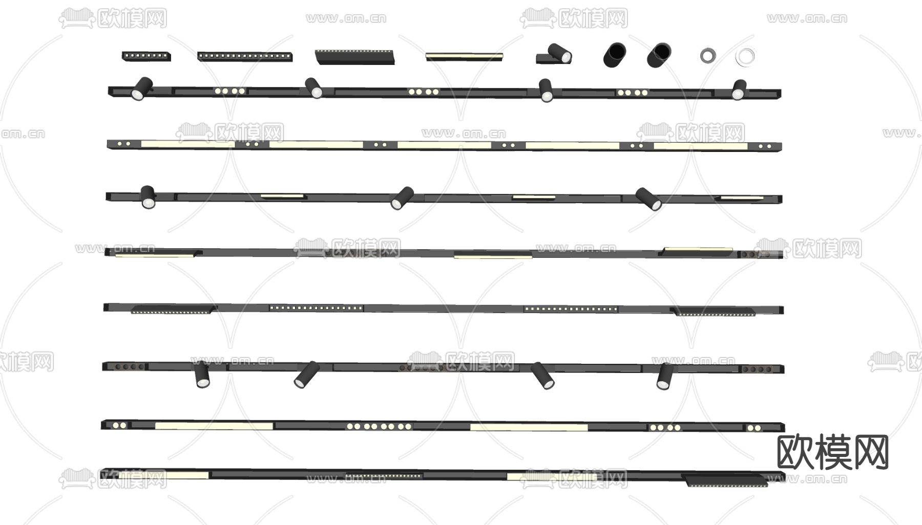 现代筒灯射灯轨道灯su模型