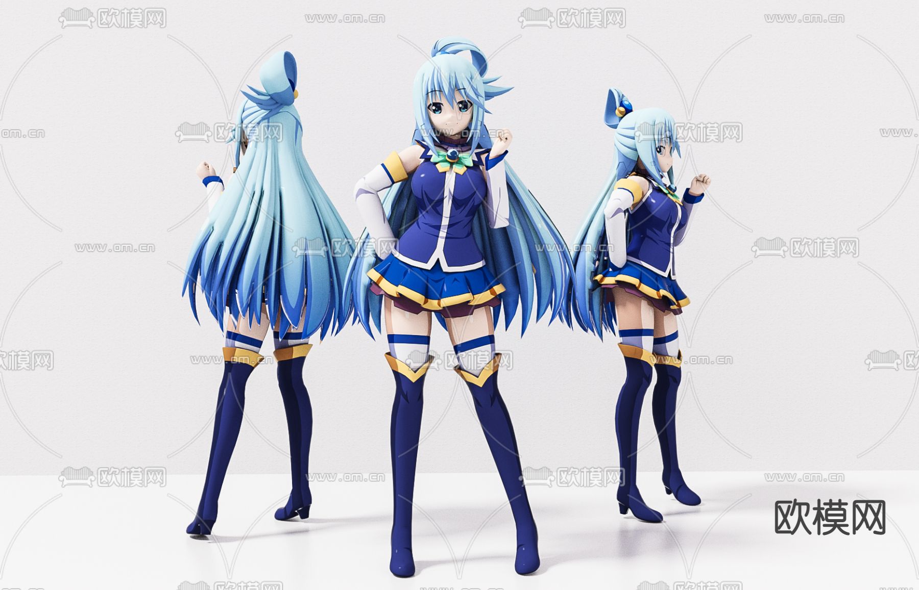 现代阿库娅人物手办su模型下载（渲染图1）