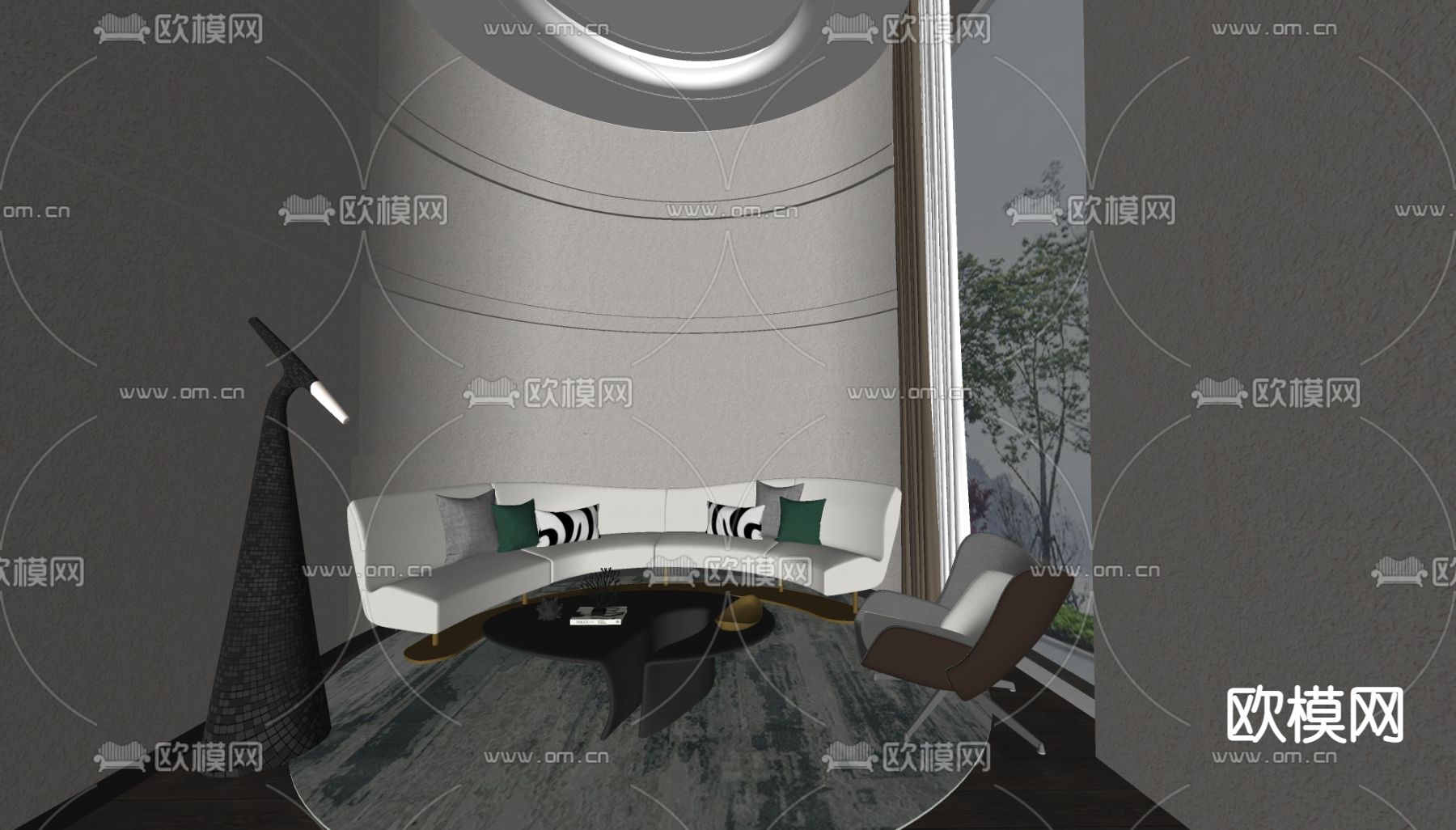 现代办公室VIP室接待室su模型