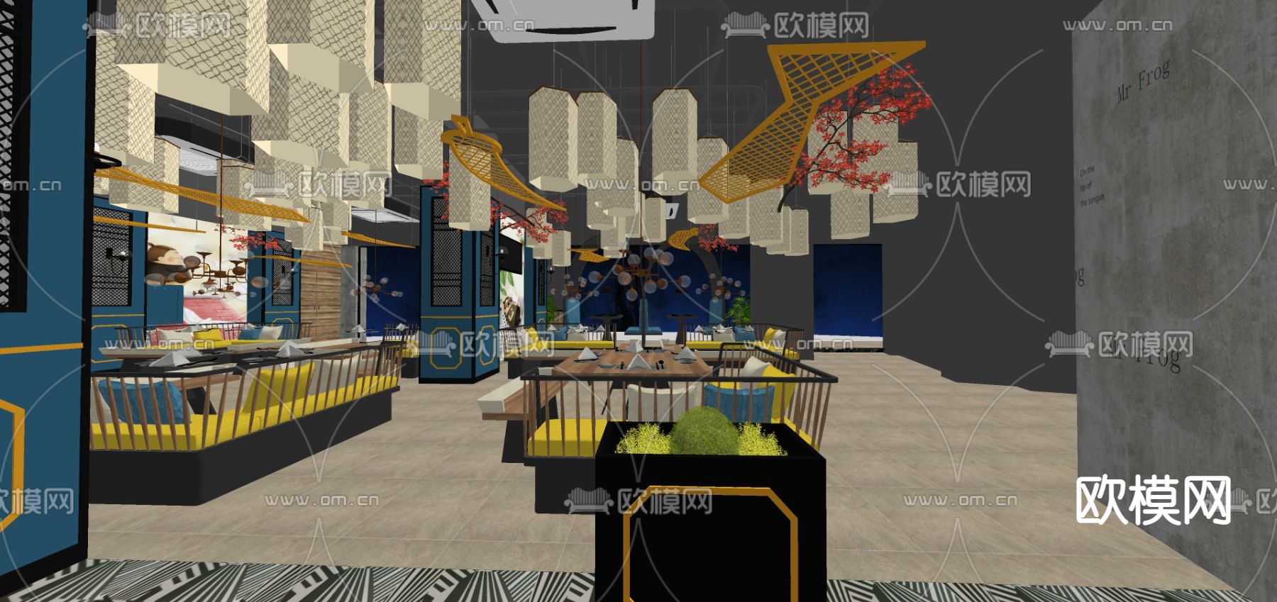 东南亚西餐厅su模型下载