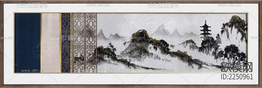 新中式装饰画挂画下载（渲染图4）