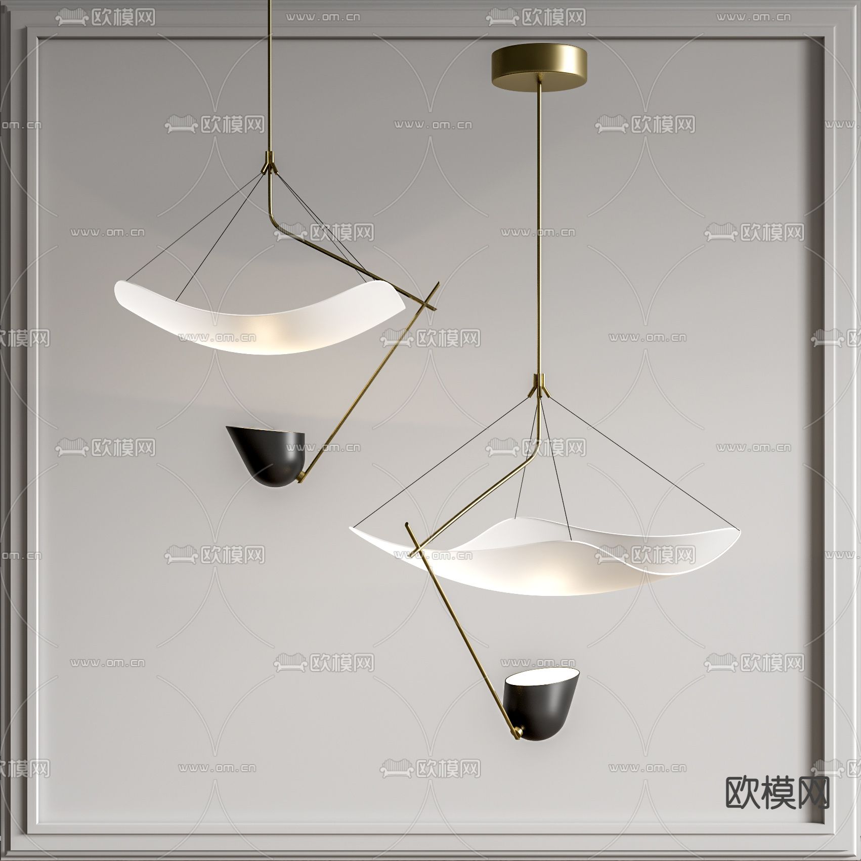 现代轻奢吊灯su模型下载（渲染图1）