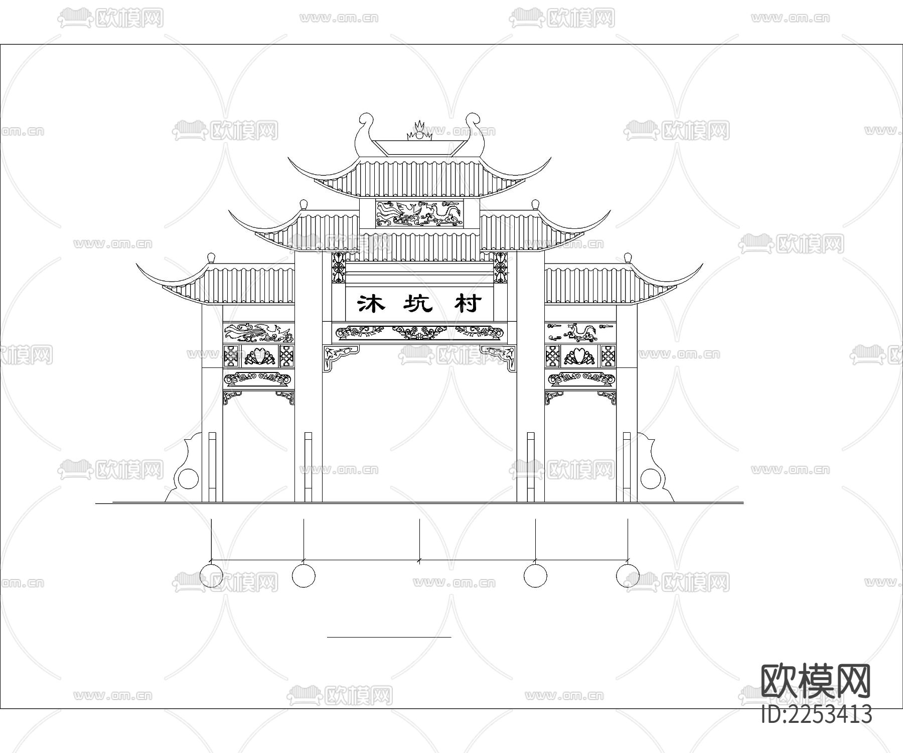 2022超全牌楼建筑cad图库下载（渲染图1）