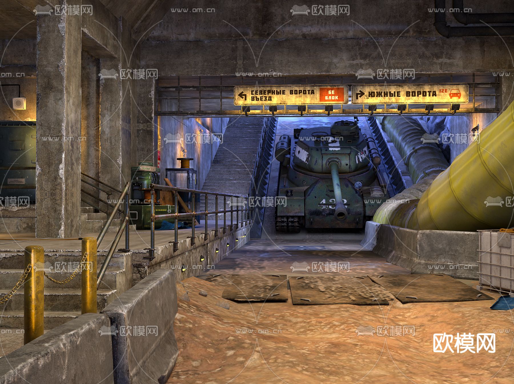 工业风地下建筑施工工地3d模型下载（渲染图2）