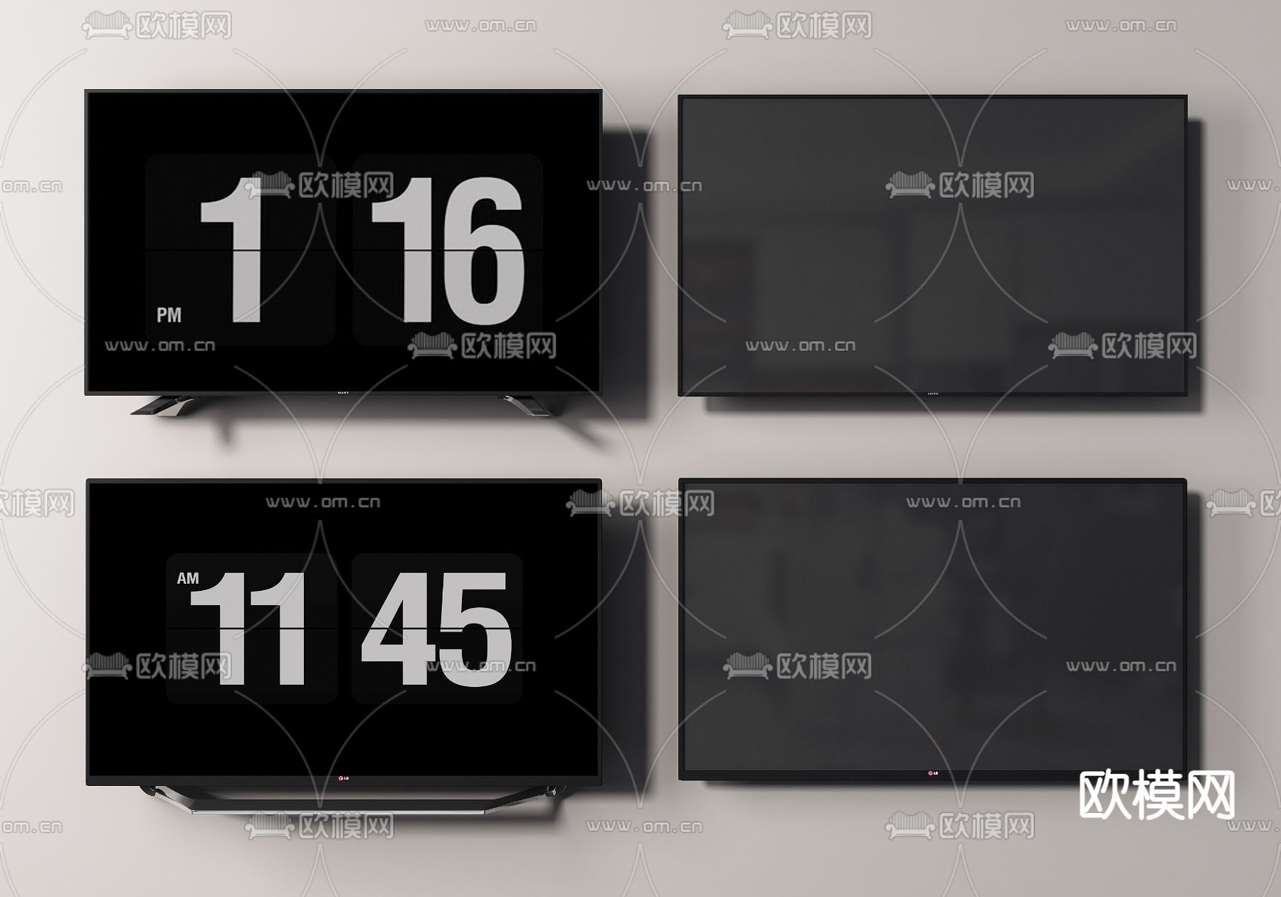 现代电视机全面屏电视3d模型下载