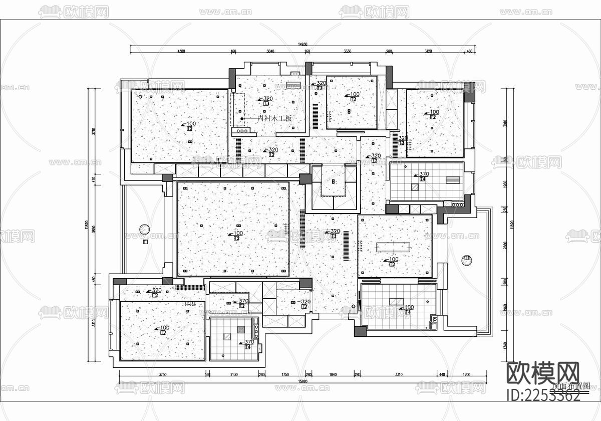 180㎡家装大平层cad施工图下载（渲染图3）